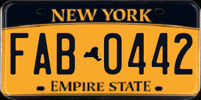 NY license plate FAB0442