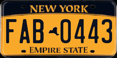 NY license plate FAB0443