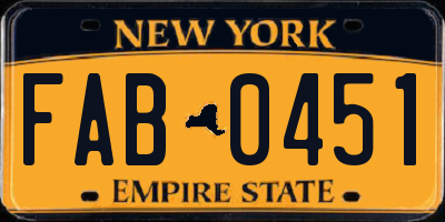 NY license plate FAB0451