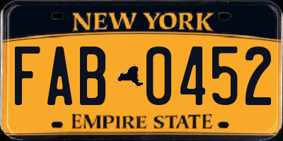 NY license plate FAB0452