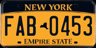 NY license plate FAB0453