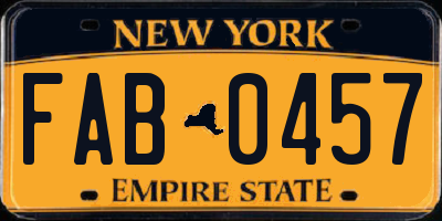 NY license plate FAB0457