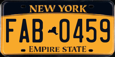 NY license plate FAB0459