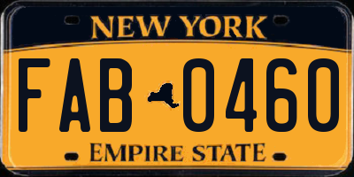 NY license plate FAB0460