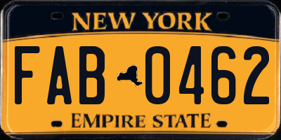 NY license plate FAB0462