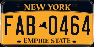 NY license plate FAB0464