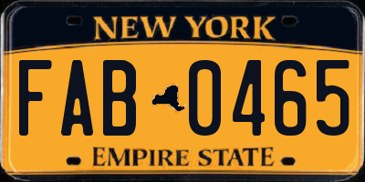 NY license plate FAB0465