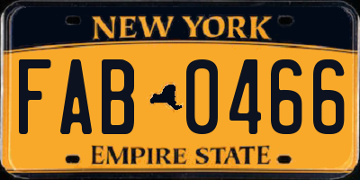 NY license plate FAB0466