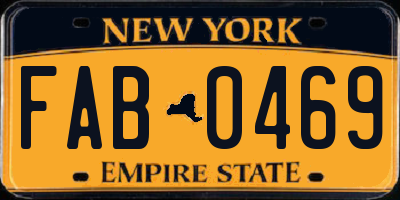 NY license plate FAB0469