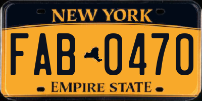 NY license plate FAB0470