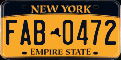 NY license plate FAB0472