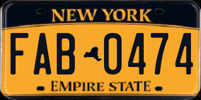 NY license plate FAB0474