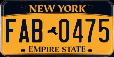 NY license plate FAB0475