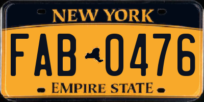 NY license plate FAB0476