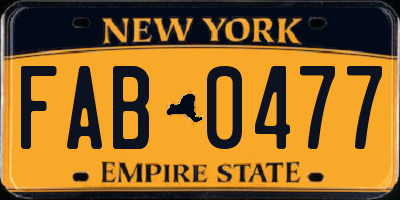 NY license plate FAB0477