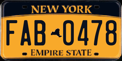 NY license plate FAB0478