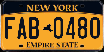 NY license plate FAB0480