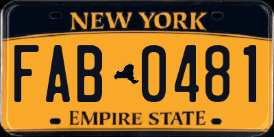 NY license plate FAB0481