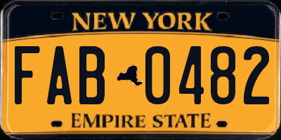 NY license plate FAB0482