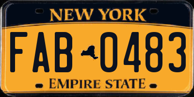 NY license plate FAB0483