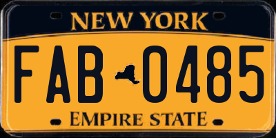 NY license plate FAB0485