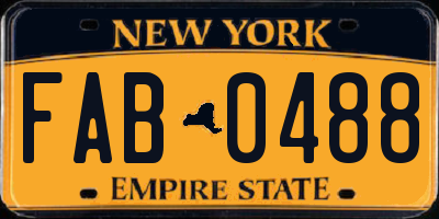 NY license plate FAB0488