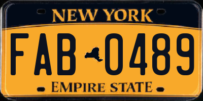 NY license plate FAB0489