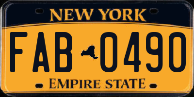 NY license plate FAB0490