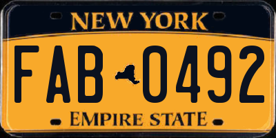 NY license plate FAB0492