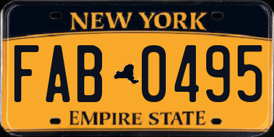 NY license plate FAB0495