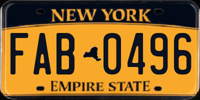 NY license plate FAB0496