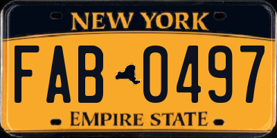 NY license plate FAB0497