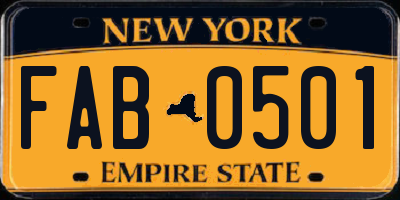 NY license plate FAB0501