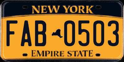 NY license plate FAB0503