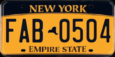 NY license plate FAB0504