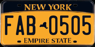 NY license plate FAB0505