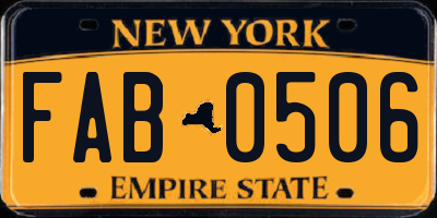 NY license plate FAB0506