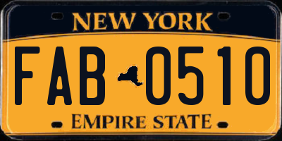 NY license plate FAB0510