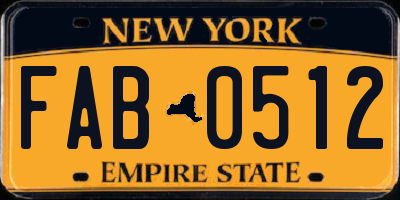 NY license plate FAB0512