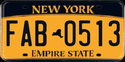 NY license plate FAB0513