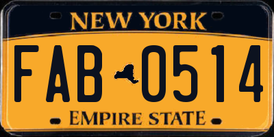 NY license plate FAB0514