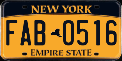 NY license plate FAB0516