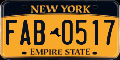 NY license plate FAB0517