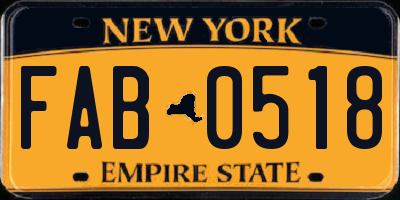 NY license plate FAB0518