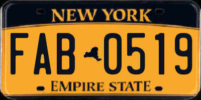 NY license plate FAB0519