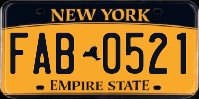 NY license plate FAB0521