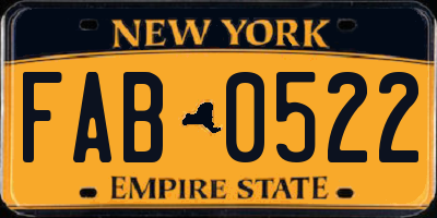 NY license plate FAB0522