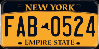 NY license plate FAB0524