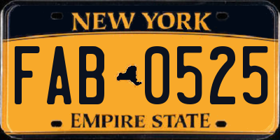 NY license plate FAB0525