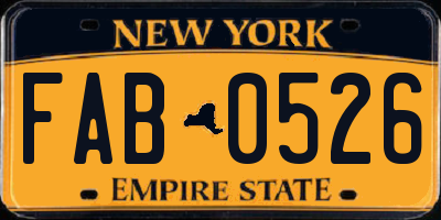 NY license plate FAB0526